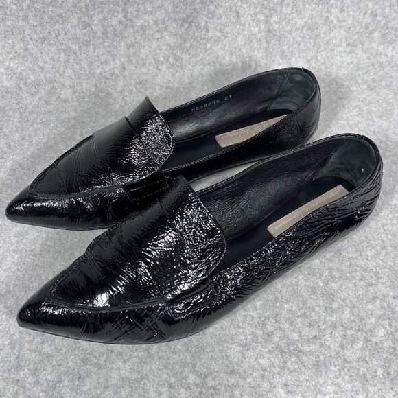 AGL Loafers Womens 11 US Black Patent Leather Pointed Toe Shoe Flats Business - Picture 14 of 16